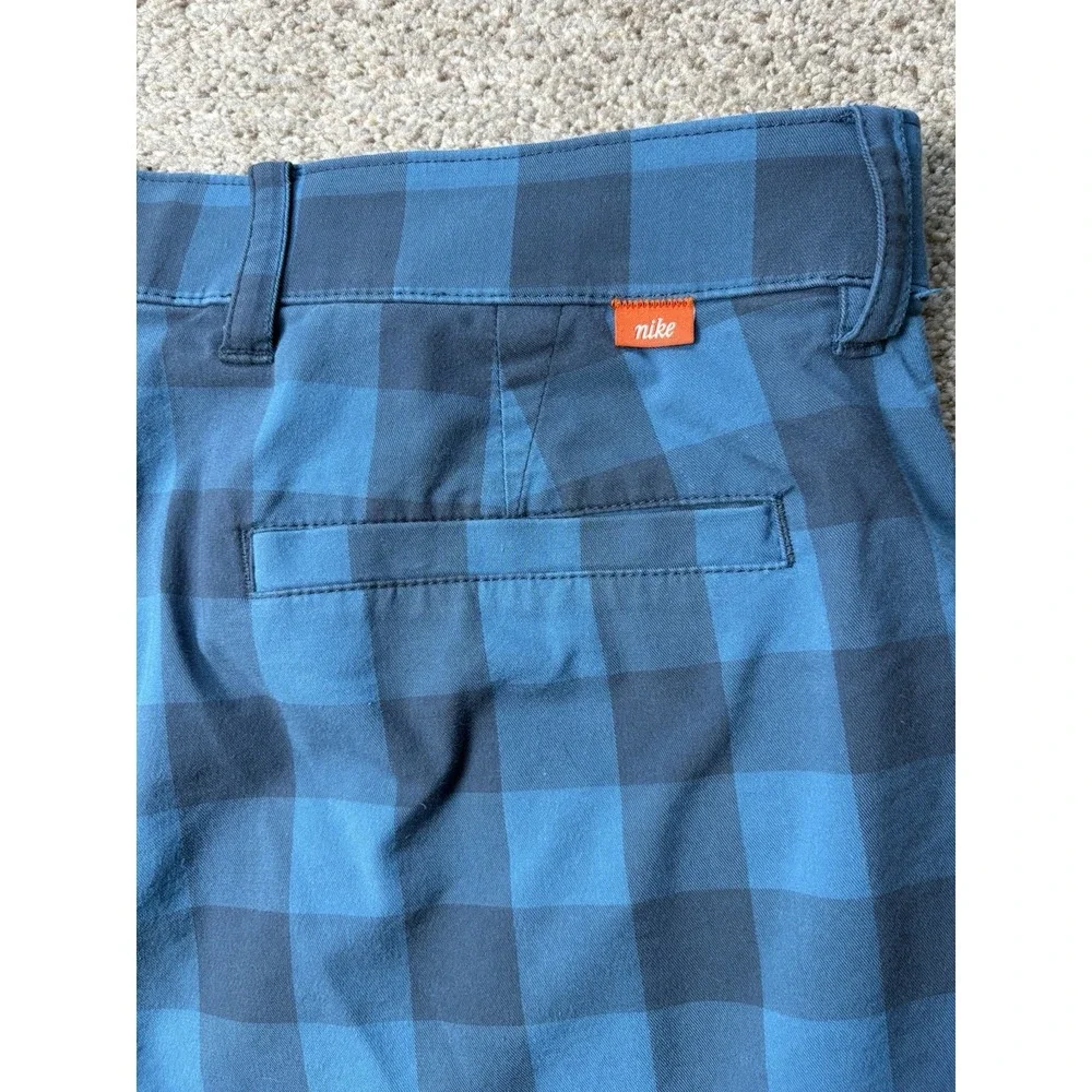Nike Mens 36 Dri-Fit UV Blue‎ Plaid Chino Golf Shorts DH1294 9